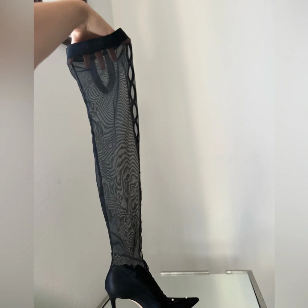 New Jimmy Choo Psyche 95 mesh over-the-knee boots $1,895 - Picture 10 of 13